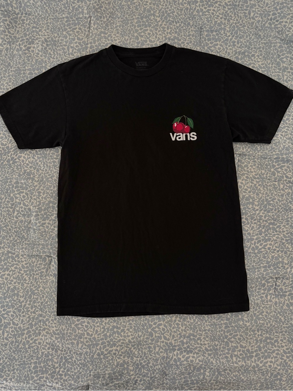 Vans Black Tee with Red Cherry Logo